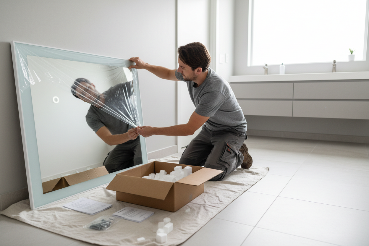 Cómo instalar un espejo LED en el baño