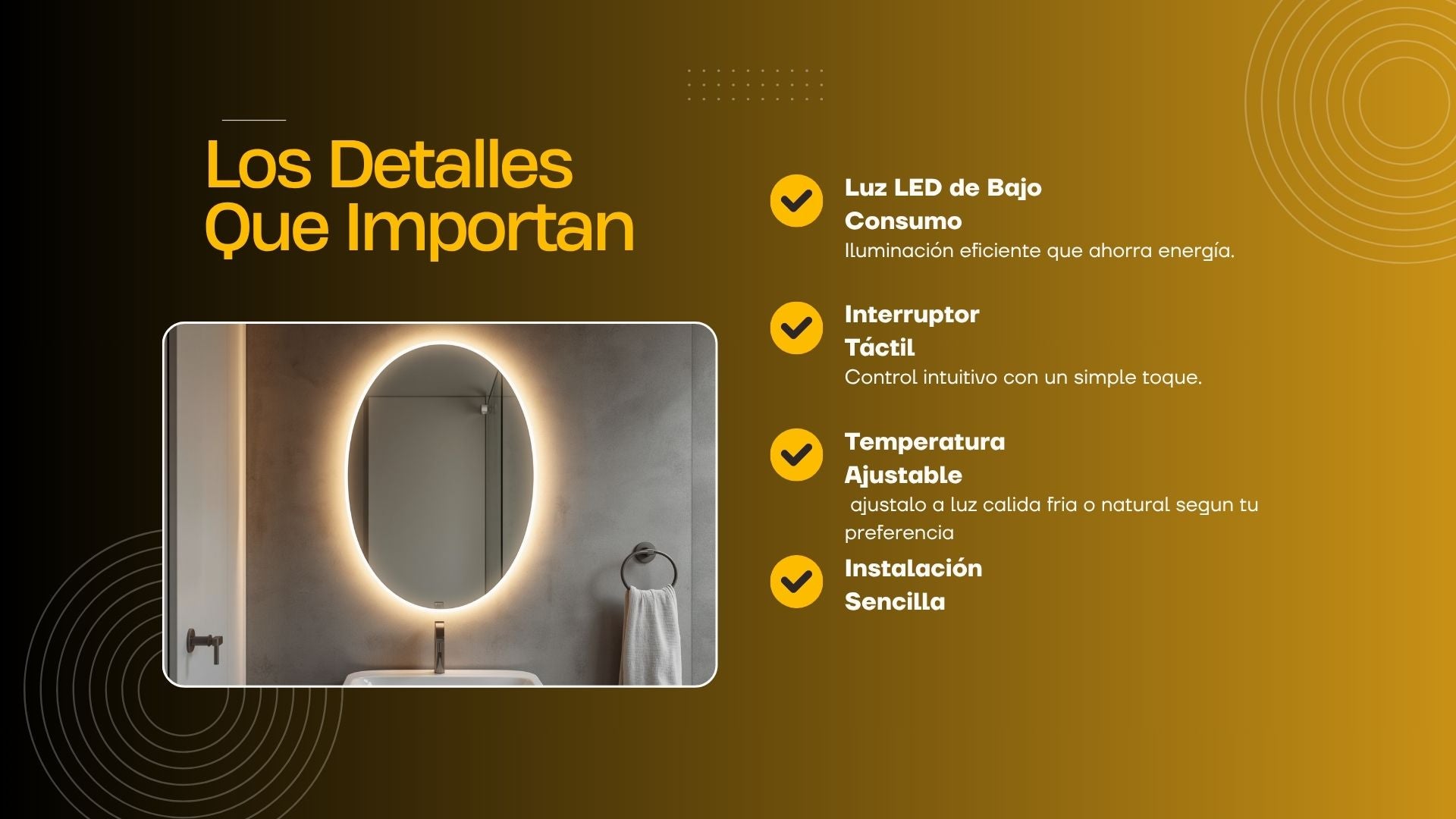 Espejo LED Rectangular Touch Tricolor - Varias Medidas