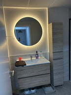 Espejo LED redondo 70cm en baño con luz tricolor regulable